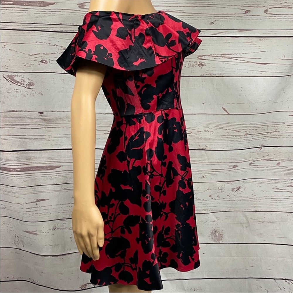 Topshop Floral Satin Off-The-Shoulder Mini Dress - Picture 8 of 11